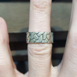 Size 6.25 925 Sterling Silver Cool Rustic Odd Pattern Thick Ring